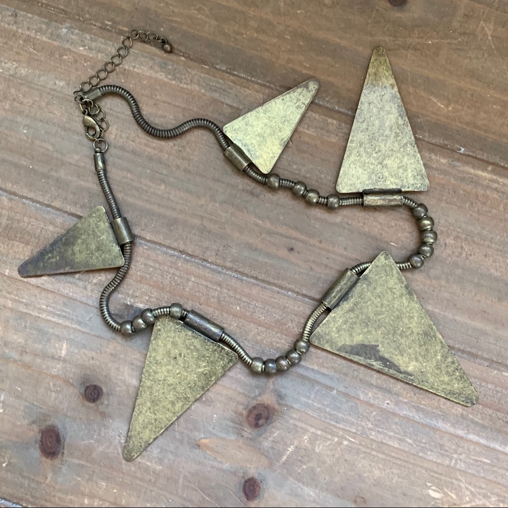 Geometric Brass Statement Necklace - image 7